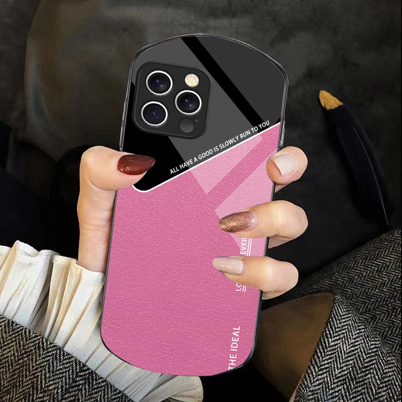 Синий Кожаный Элемент Для IPhone 16e 16 Pro Max 11 12 Mini 13 14 Plus 15 Plus 7 8 Se 2020 Эллиптический Чехол для Телефона из Закаленного Стекла