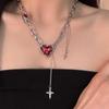 Faitolagi 1 шт., красное ожерелье с подвеской в ​​форме звезды, Y2K, эстетичная серебристая металлическая цепочка на ключицу для женщин, девушек, ювелирные изделия, подарок на Хэллоуин