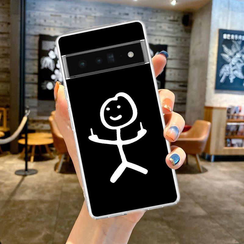 Смешной милый мультяшный человечек-спичка для Google Pixel 9 8 7 6 Pro чехол для телефона мягкий для Pixel 6A 5 4 5A 4A 3A XL 5G силиконовый прозрачный чехол