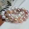 Браслет из радужного жемчуга, браслет с натуральной пресноводной жемчужиной и сердечком, браслет с пряжкой в стиле барокко, браслет из бисера, ювелирные изделия ручной работы, женский браслет