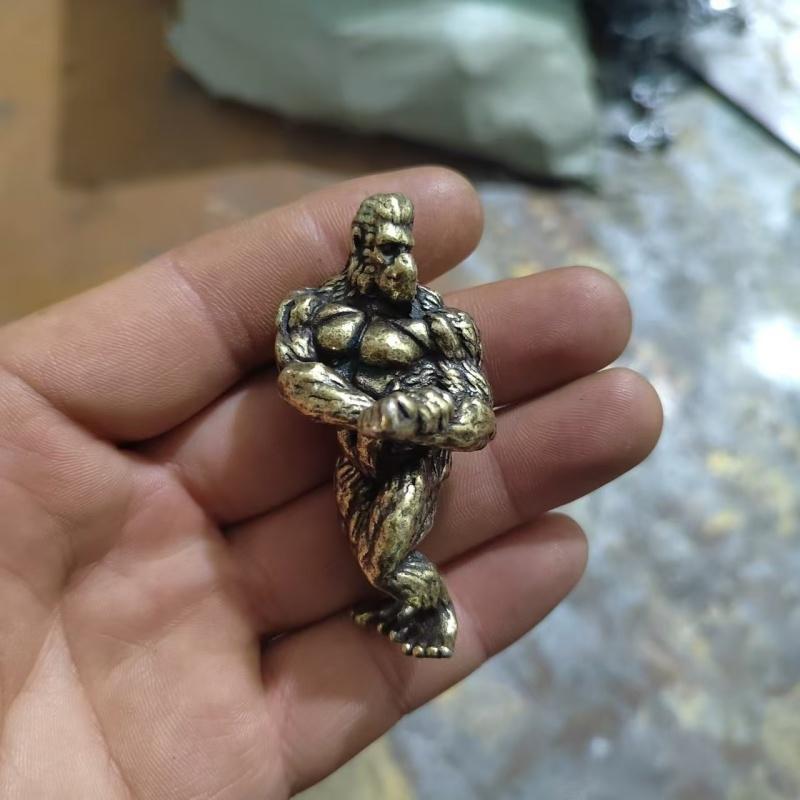 Орнамент из латуни для фитнеса, обезьяна, сплошная медная статуэтка гориллы, мускулистая, крепкая, статуэтка орангутана, ретро-модель для рабочего стола, домашний декор