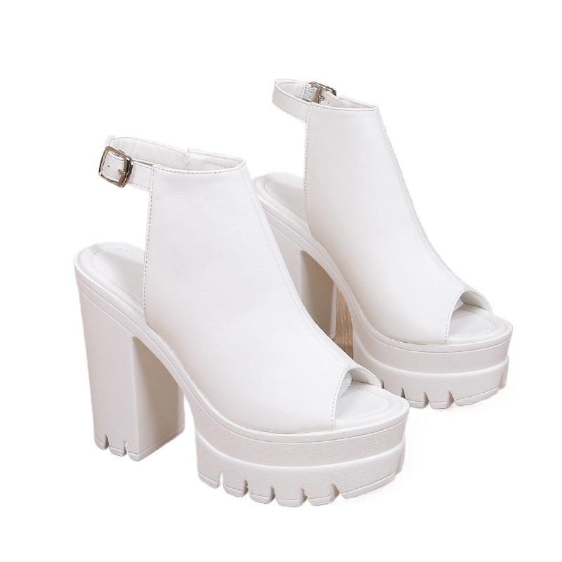 Women's Casual Waterproof Fish Mouth High Heel Shoes Thick Heel Comfort Sandals Women's Outdoor Walking Roman Shoes 2025 Summer