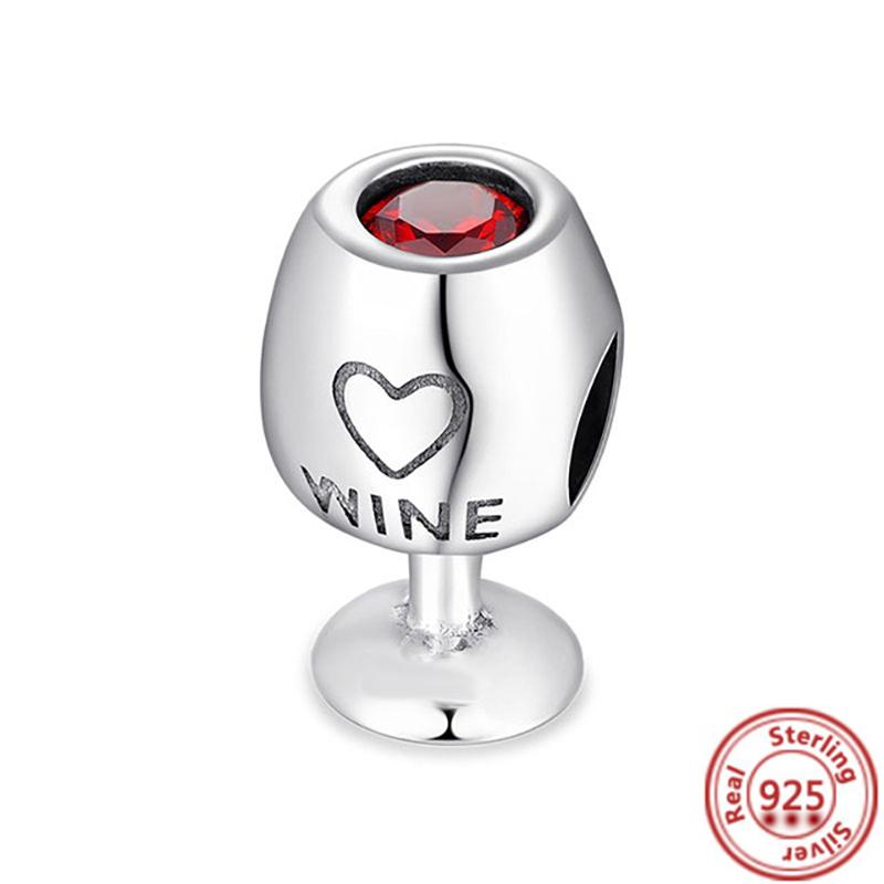 Стерлингового серебра 925 пробы, кофейная чашка, мороженое, бокал для вина, блестящие кулонные бусины с паве, подходящие для браслетов, ювелирных изделий