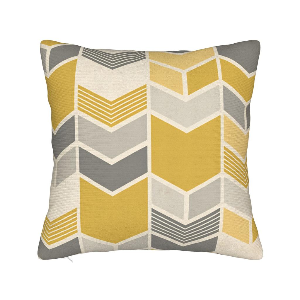 Yellow Grey Geometric Pillowcases  Kawaii Pillow Case For Living Room Bed Chair Comfy Pillow Cover