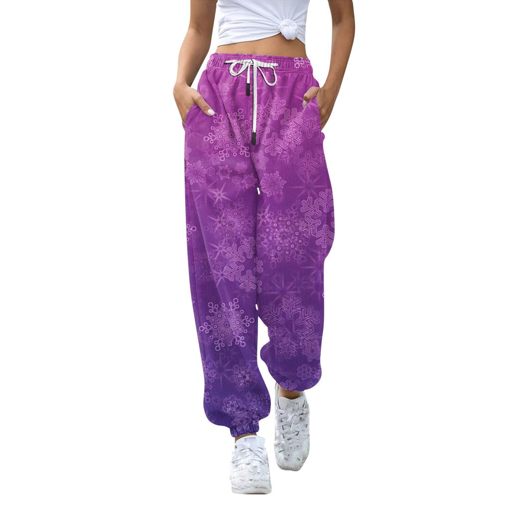 Women's Casual Fashion Christmas Printed Casual Sweatpants Elastic Waist Drawstring Pants