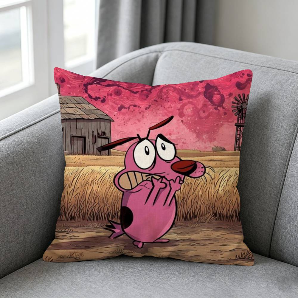 courtt thee Cowardly Dog Pillow cover Soft Microfiber Pillowcase Home Sofa Decor Surprise Decorative printed