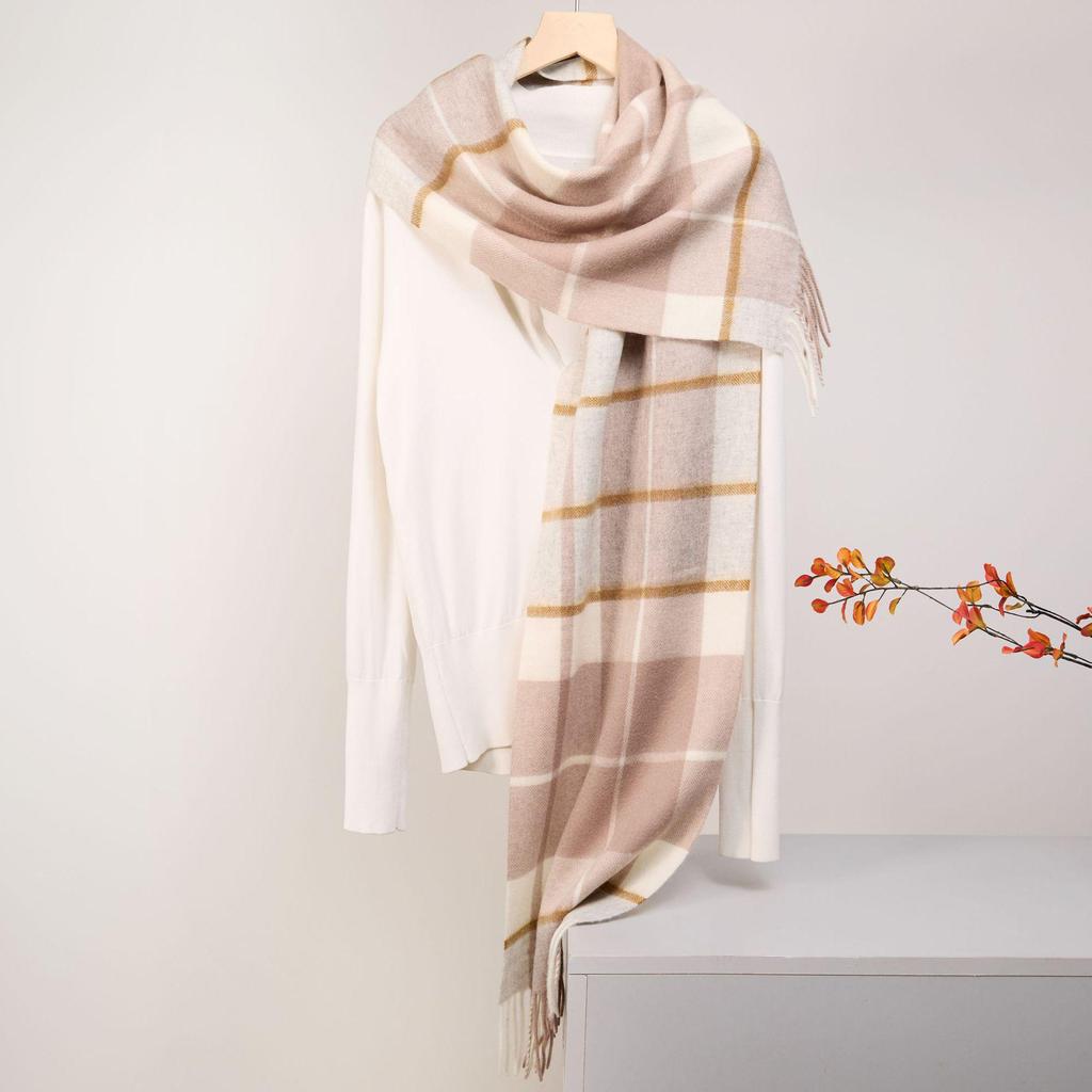 Warm Plaid Wool Scarf: Stylish British-Style Accessory for Men & Women, Perfect for Autumn & Winter