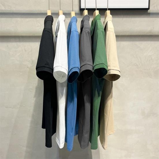 Мужская летняя футболка, сплошной цвет, ледяной шелк, свободный отложной воротник, короткие рукава, мягкий дышащий легкий пуловер на пуговицах, деловой офисный топ