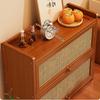 Кухонный шкаф для хранения с дверцами, декорированными искусственным ротангом, мини-бамбуковый шкафчик для хранения на столешницу с полкой-органайзером с откидной дверцей, 1 шт.