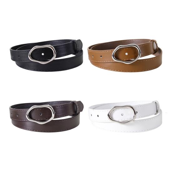 Женский ремень из искусственной кожи, универсальный дизайн однотонного цвета, нерегулярная овальная пряжка-пин, пояс для талии, ремень для талии для платья, рубашки, топа