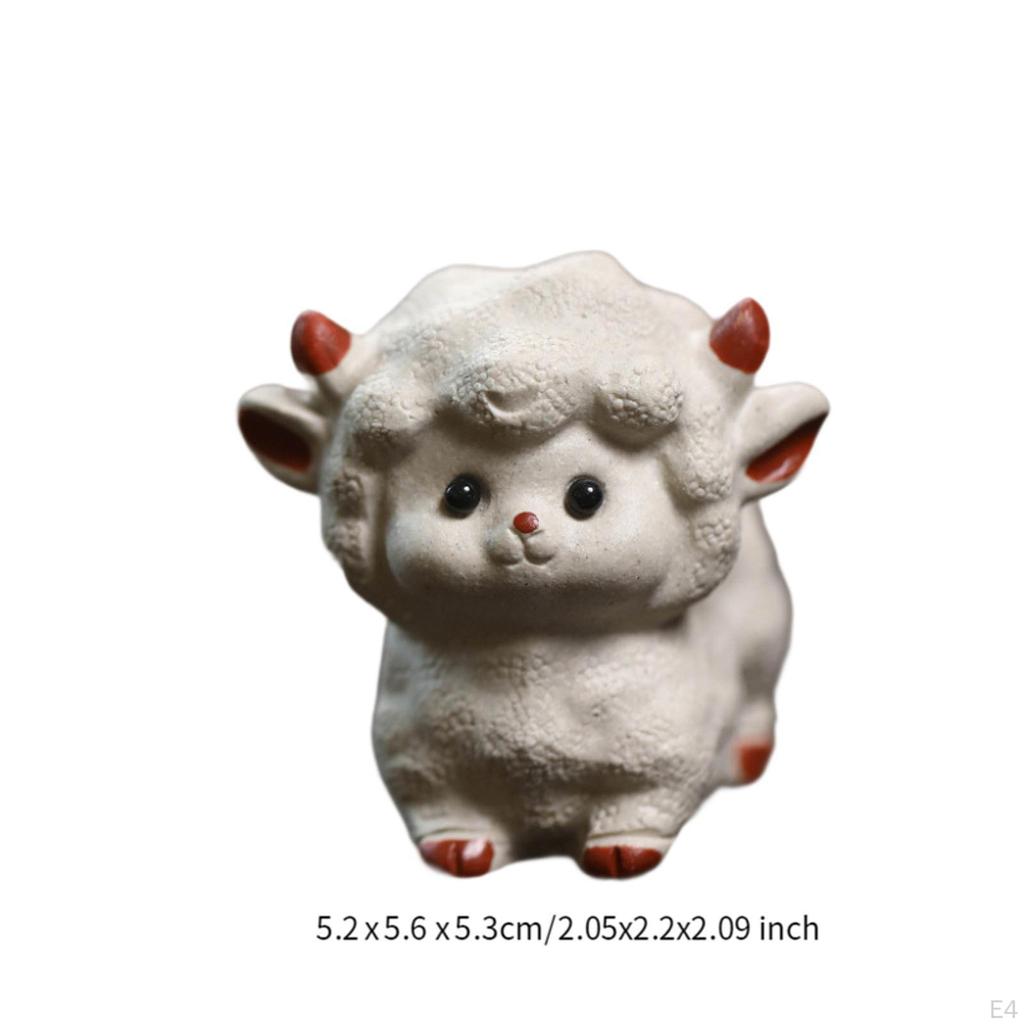 Purple Clay Tea Pet Small Sheep Statue Decoration Gift Miniature Figurine for