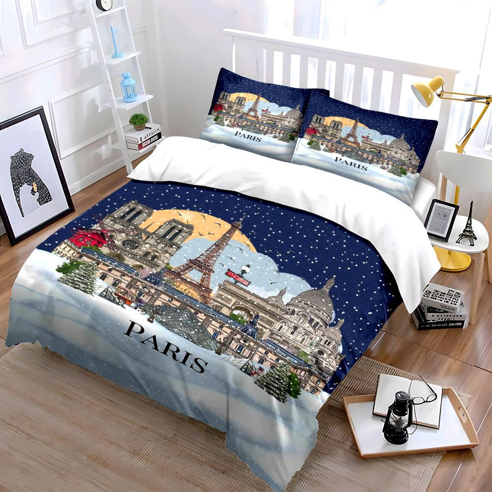 "Paris Landmark Bedding Set" Bedding Duvet Cover Set Duvet Cover Pillowcases (1 * Duvet Cover 2 * Pillowcases, without duvet insert)