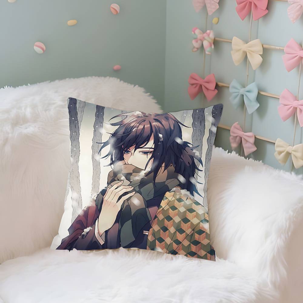 TTomiokas Giyuus Case Plush Fabric Soft Pillowcase Double Sided Print Cushion Cover Household Gifts