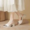Baotou sandals women's summer new thick heel silver empty Mary Jane single shoes