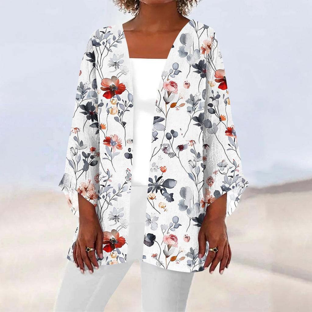 Женская повседневная модная легкая куртка средней длины с принтом, кардиган