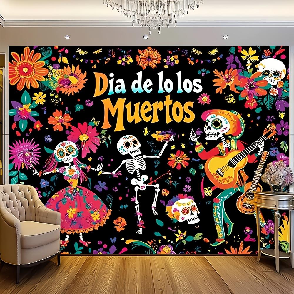 1 piece, Day of the Dead decoration, polyester fabric, Day of the Dead background banner, skull background banner