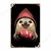 Boxing Sloth Metal Plaque Poster Living Room Poster Club Party Design Tin Sign Poster