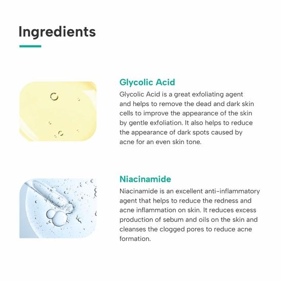 DERMATOUCH Гликолевая кислота 6% w/w Ниацинамид 6% w/w Крем | Для борьбы с акне и пятнами | Для всех типов кожи | Для мужчин и женщин | 30 г