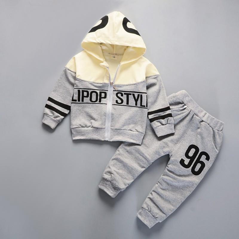 Весенне-осенний топ с капюшоном и длинными рукавами с принтом для мальчиков + брюки, комплект из 2 предметов