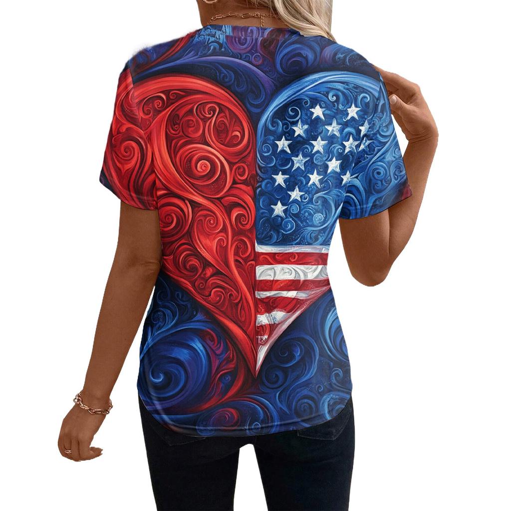 Женский топ с коротким рукавом и принтом «День независимости»