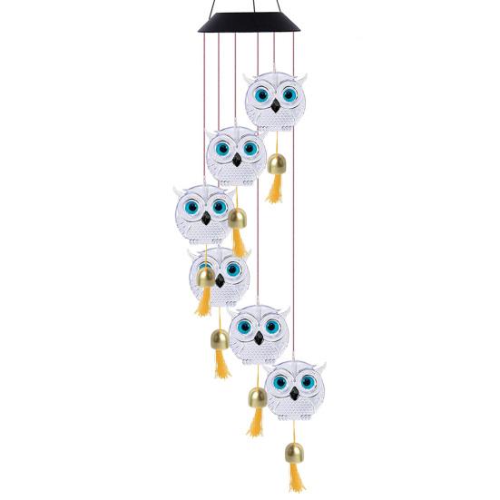 Owl Solar Wind Chimes Lamp Outdoor LED Multicolor Waterproof Light Switch Gently Romantic Gifts for Thanksgiving Home Party Garden Hanging Decor