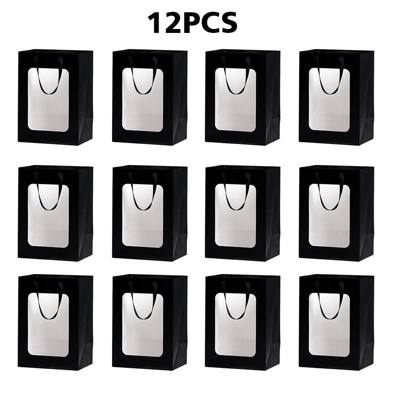 12 шт. прозрачный подарочный пакет с окном, подарки для покупок, коробки с окном из ПВХ, сумка для выпечки, коробки для конфет, тортов с ручками 18x13x25 см