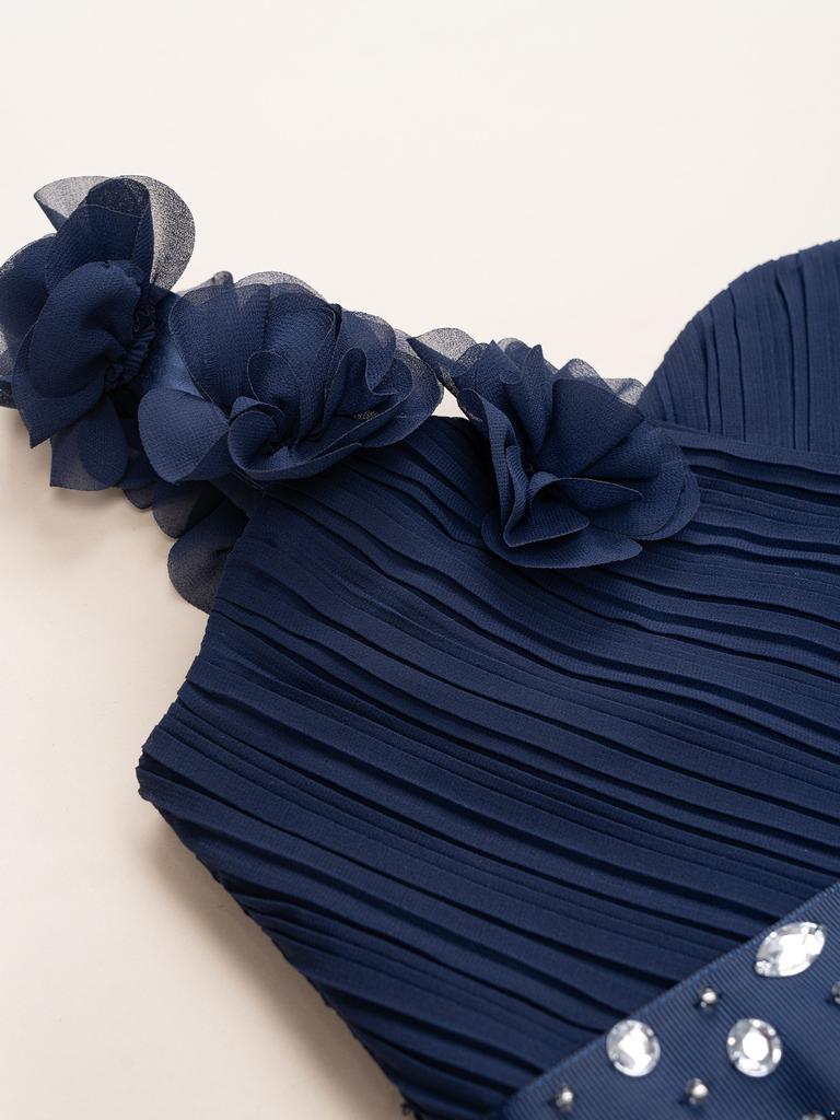 Шифоновое свадебное платье подружки невесты на одно плечо с цветами и асимметричным подолом, пышное бальное платье для выпускного вечера