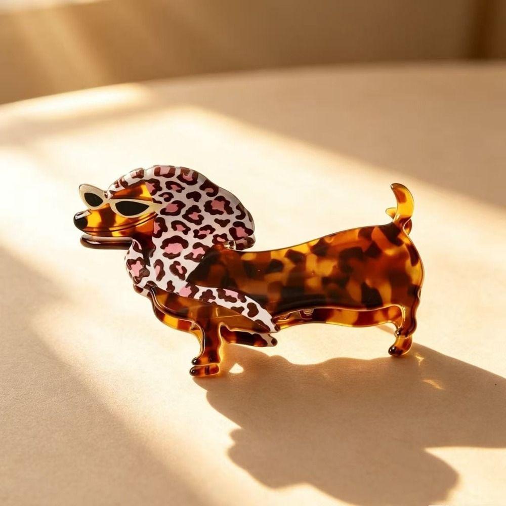 Acetic Acid Sausage Dog Hair Clip Large Cartoon Hairpin Fashion Dachshund Hair Claw  Streetwear