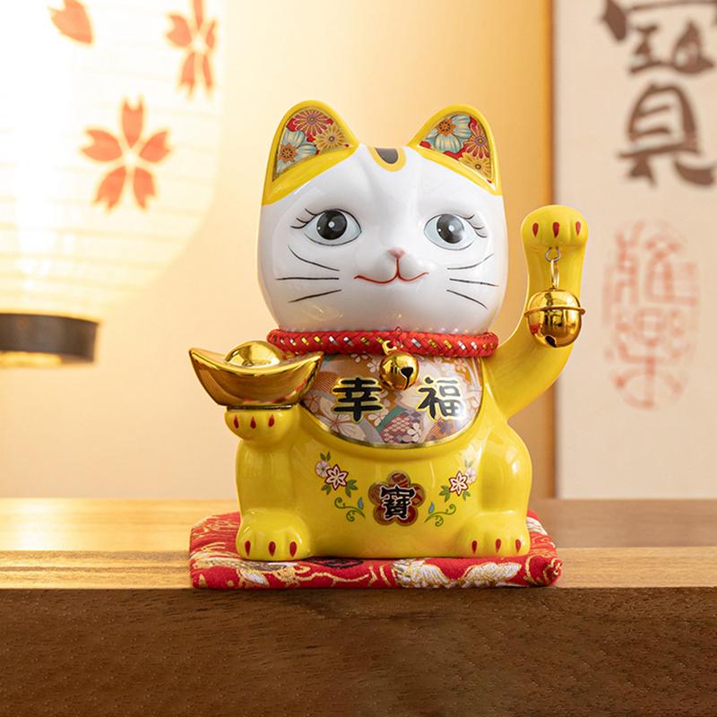5-дюймовая керамическая монета Maneki Neko Lucky Cat Копилка Фортуна Цветная кошачья копилка Украшение для дома Подарочная фигурка фэн-шуй