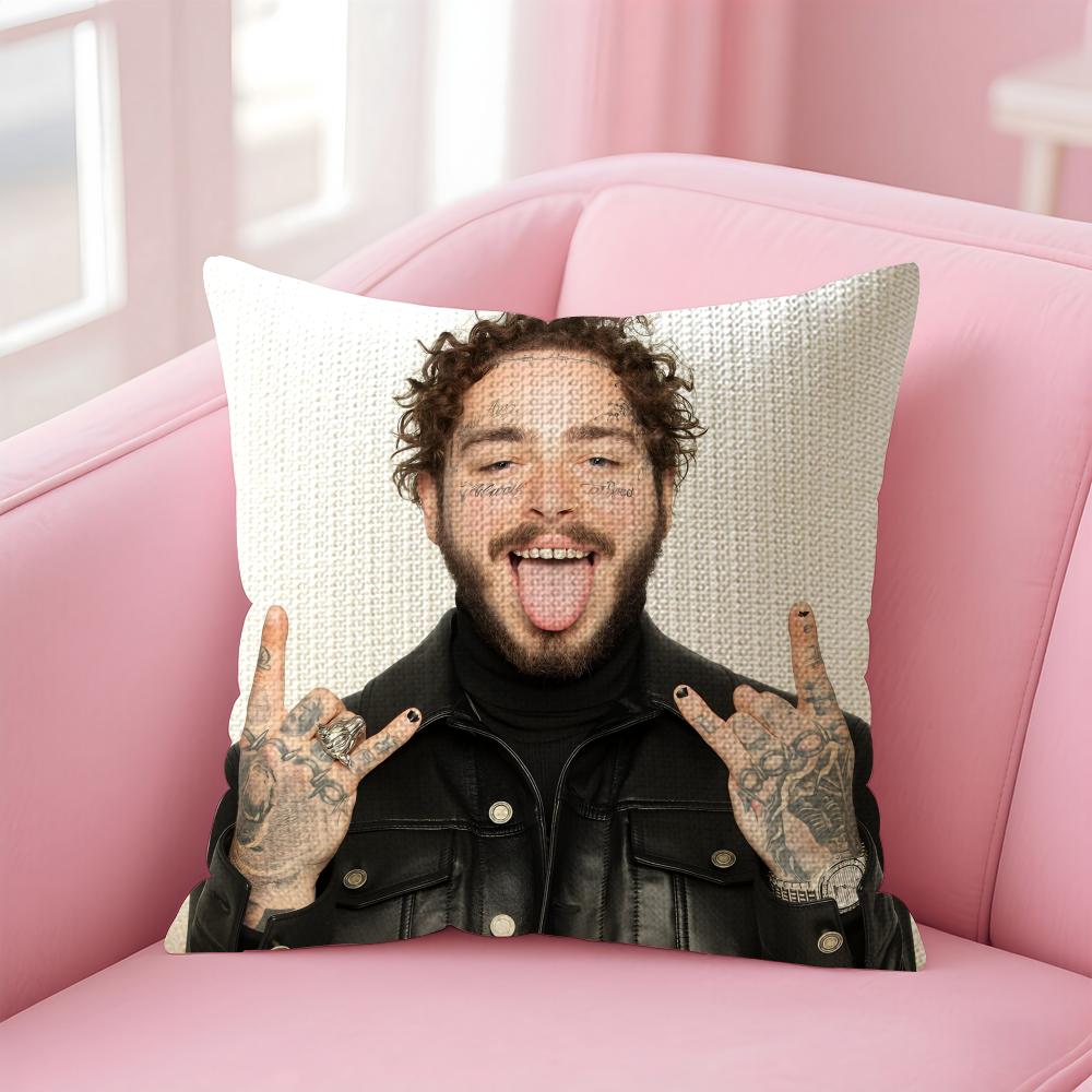 PPost MalonEe Rapper Cushion Cover Natural Linen Pillow Case DoubleSided Print Decorative Sofa Pillowcase Home Decor Gift