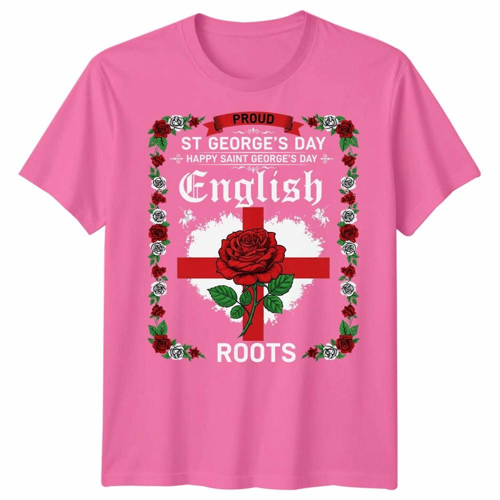English St Georges Day Idea For Unisex Rose English Flag Tshirt