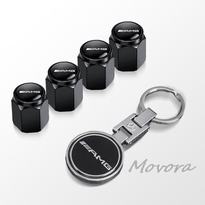 TGM3 Car Tire Wheel Valve Caps Cover Metal Car Keychain Keyring for Mercedes Benz AMG W177 W176 X166 X167 C257 C218 X253 C118 C117
