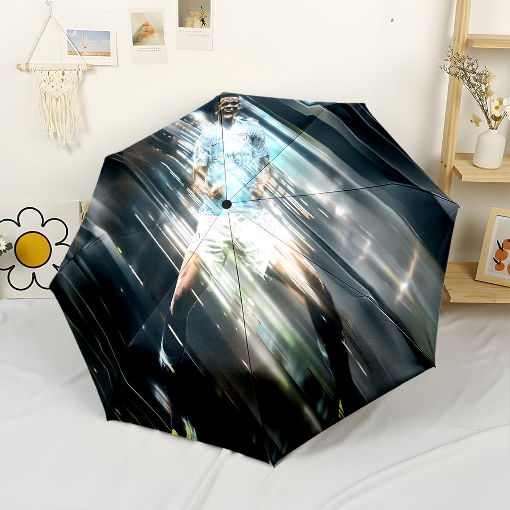 Football Player Action Compact Travel Automatic Umbrella Compact 8-Rib Lightweight Compact Design All-Season Travel Stylish Accessory