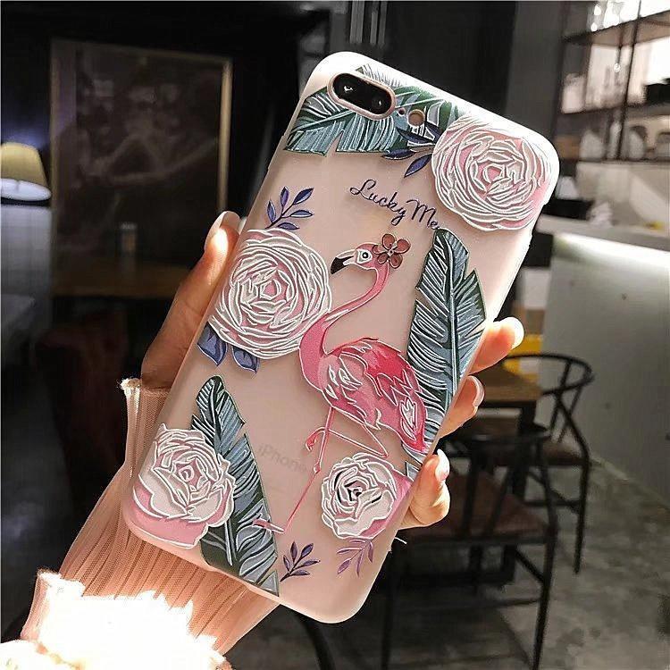 Чехол для iPhone 8 7 Plus X с цветочным узором 3D, милый, мягкий, силиконовый, ТПУ, задняя крышка