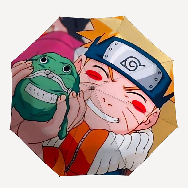 1pc Naruto Automatic Umbrella - 8-Rib Portable Folding Black Iron Frame for Outdoor, Beach, Travel 0905179