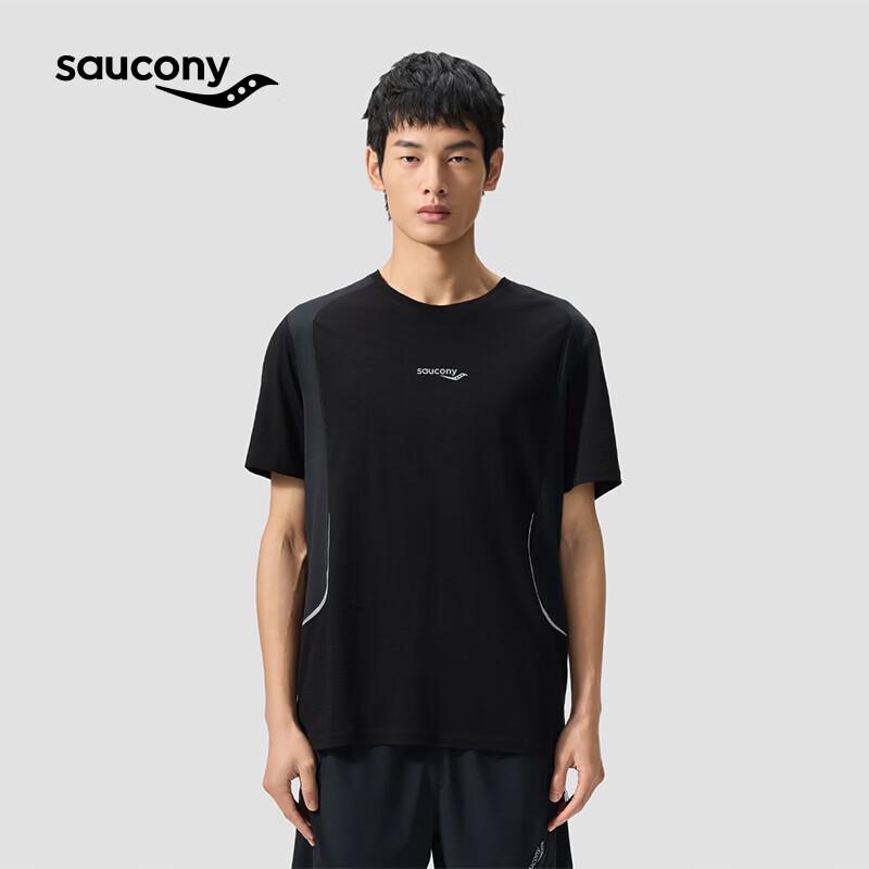 SAUCONY Мужская сетчатая футболка с коротким рукавом из шерсти мериноса