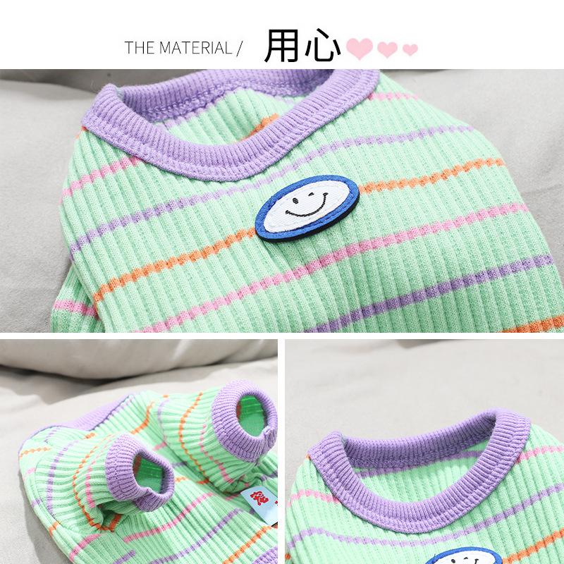 Полосатая рубашка для домашних животных Весенняя одежда для маленьких щенков бишонов, померанских шпицев Осенняя полосатая одежда для двух ног