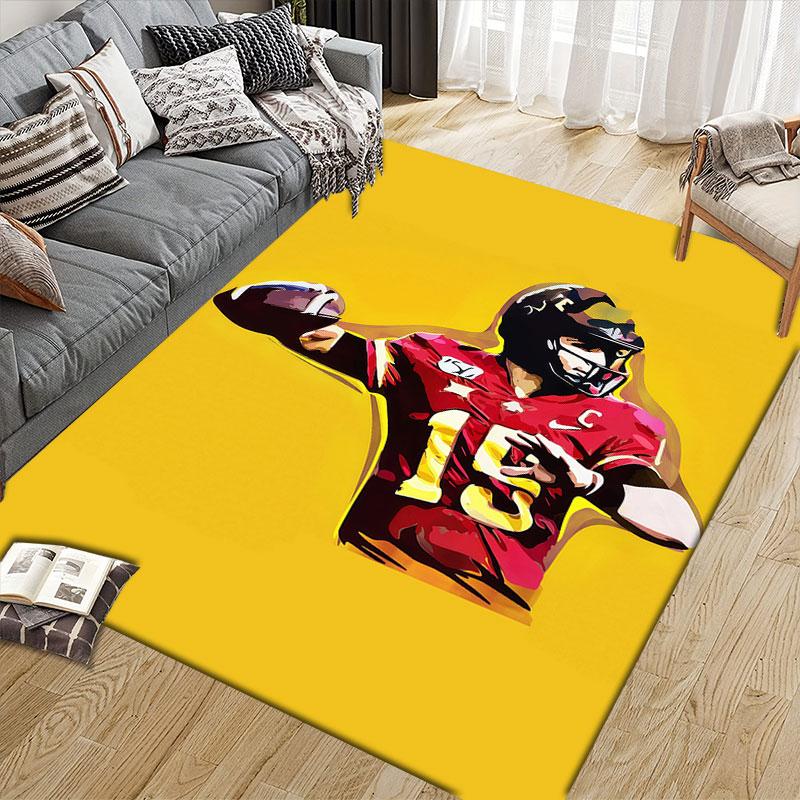 Brock Purdy Flannel Printed Carpet, Home Sofa Decoration for Living Room & Bedroom, Non‑Slip Play Flannel Floor Mat for Game Room