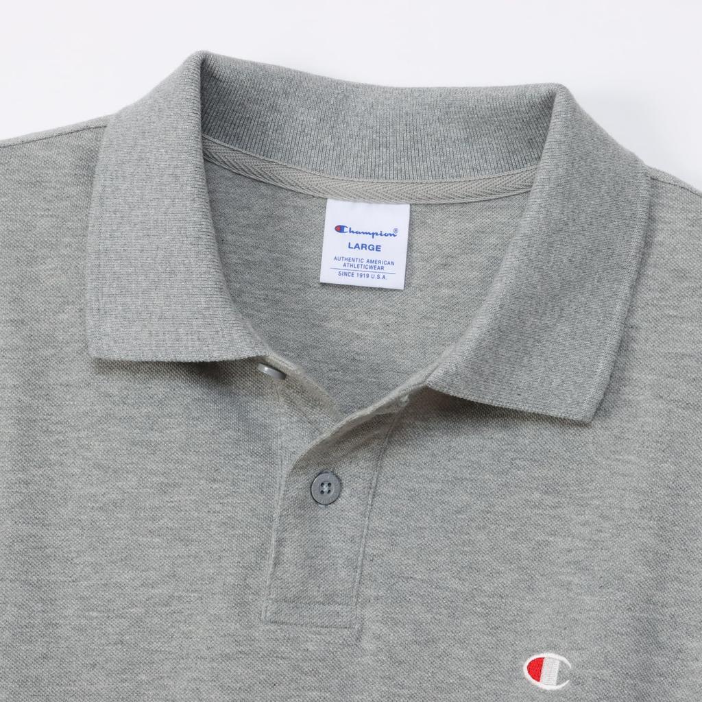 Champion Поло Шорты Одноточечное Поло с коротким рукавом Оксфордская рубашка XL, Рукав, 100% хлопок, Вышитый, Логотип, Рубашка, Базовая, C3-Z358Z, Мужская, Серая,