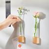 Wooden Wall Cube Flowerpot Plant Cultivation Station Plastic Tube Single Stem Flower Bud Vase Mini Vase Refrigerator Decoration