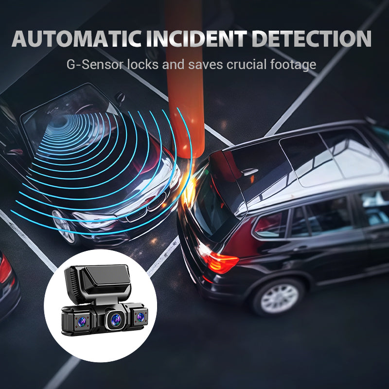 4-канальный 360° Автомобильный видеорегистратор 3'' IPS Видеорегистратор на приборную панель 1080P WiFi Приложение Видеорегистратор 24-часовой Мониторинг парковки Камера заднего вида Автомобильный регистратор