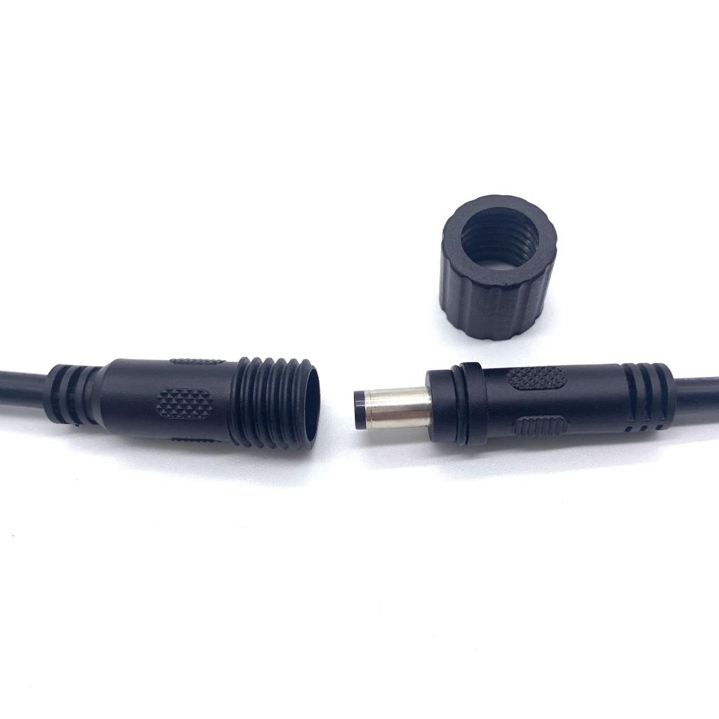 EGO Waterproof 5.5x2.1mm Male-Female DC Cable with Nut for Solar LED High-Current Power
