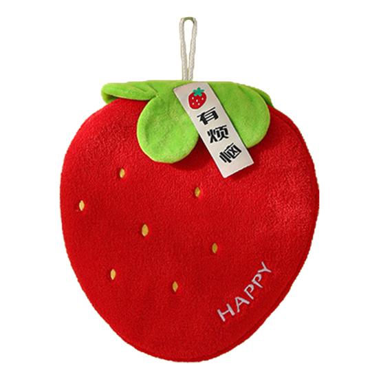 Coral Velvet Hand Towel Soft Absorbent Cartoon Fruit Design with Hanging Rope Quick Drying Household Lazy Hand Wipes Towel