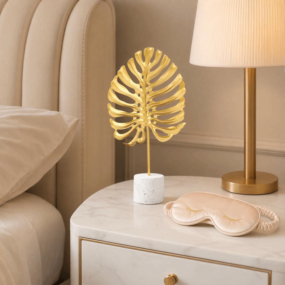 Leaves Cement Base Iron Leaf Desktop Ornament  Study Desk Side Table Adornment