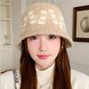 Ethnic Style Floral Knitted Bucket Hat Sweet Warm Fisherman Hat Autumn and Winter