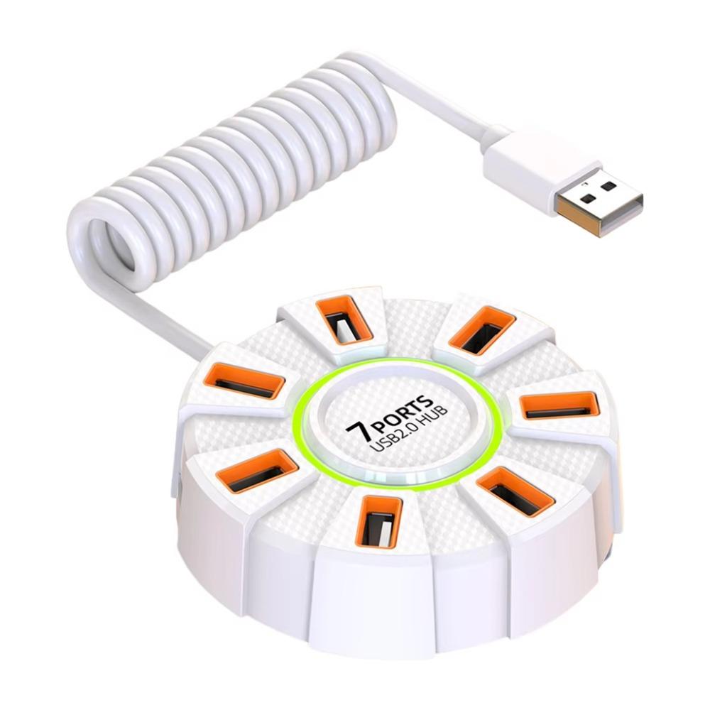 USB-разветвитель 7 портов Множественный расширитель RGB-подсветка Мульти-разветвитель Адаптер Адаптер зарядного устройства