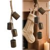 Rustic Christmas Bells Ornament Hanging Rope 5 Bells Christmas Tree Ornaments Handmade Vintage Cow Bells Wind Chime Decoration