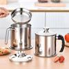 1.4/1.9 L Stainless Steel Bacon Grease Saver Container with Fine Mesh Strainer Non-slip Bottom And Airtight Lid Cooking Oil Keeper Pot for Kitchen