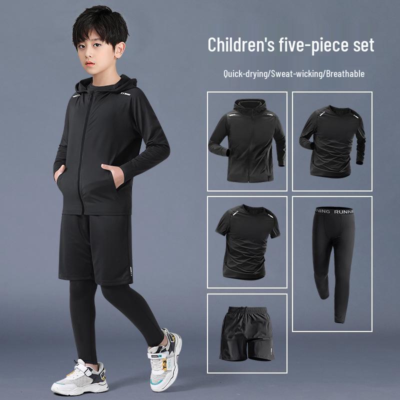 Осенний быстросохнущий спортивный костюм: Тренировочный комплект для мальчиков по баскетболу и футболу с облегающей зимней одеждой для фитнеса для подростков