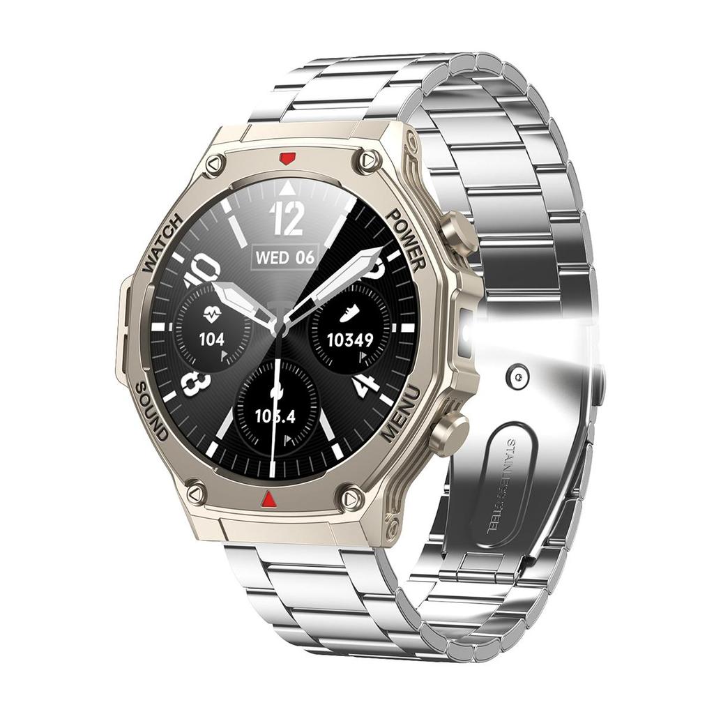 Военные QTLLBT SmartWatch 1,46-дюймовый HD светодиодный фонарик компас фитнес-трекер с функцией спортивные часы, пульсометр SPO2 совместимы с